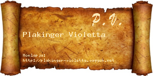 Plakinger Violetta névjegykártya